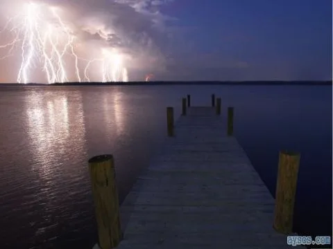 Crazy picture of a lightning storm on lake