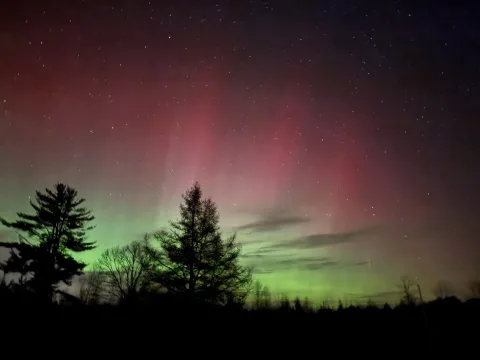Northern Lights Paint the Sky Green and Pink