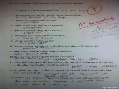 Funny and creative school exam