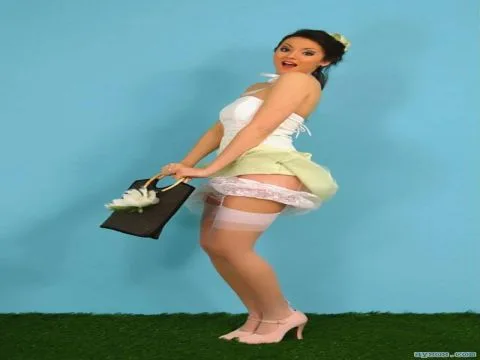 Cute babe in stockings pinup picture