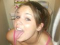 Cute girl tongue check while peeing