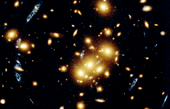 Galaxy Images Twisted by Massive Space Cluster