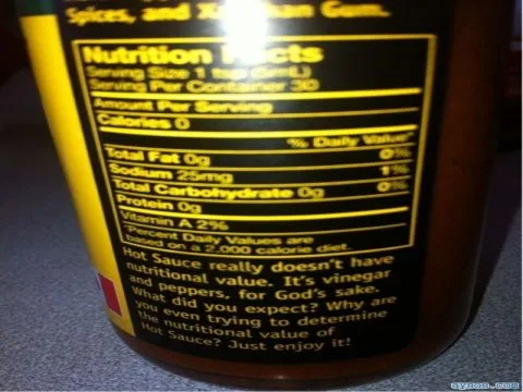 Funny picture Hot Sauce nutritional value