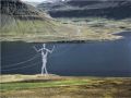 Creative picture man power line structures