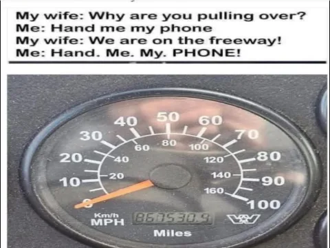 Husband Checks Phone While Driving Zero Miles Per Hour