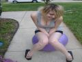 Cute babe having fun on bouncy ball