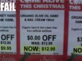 Stupid $0 off sign FAIL