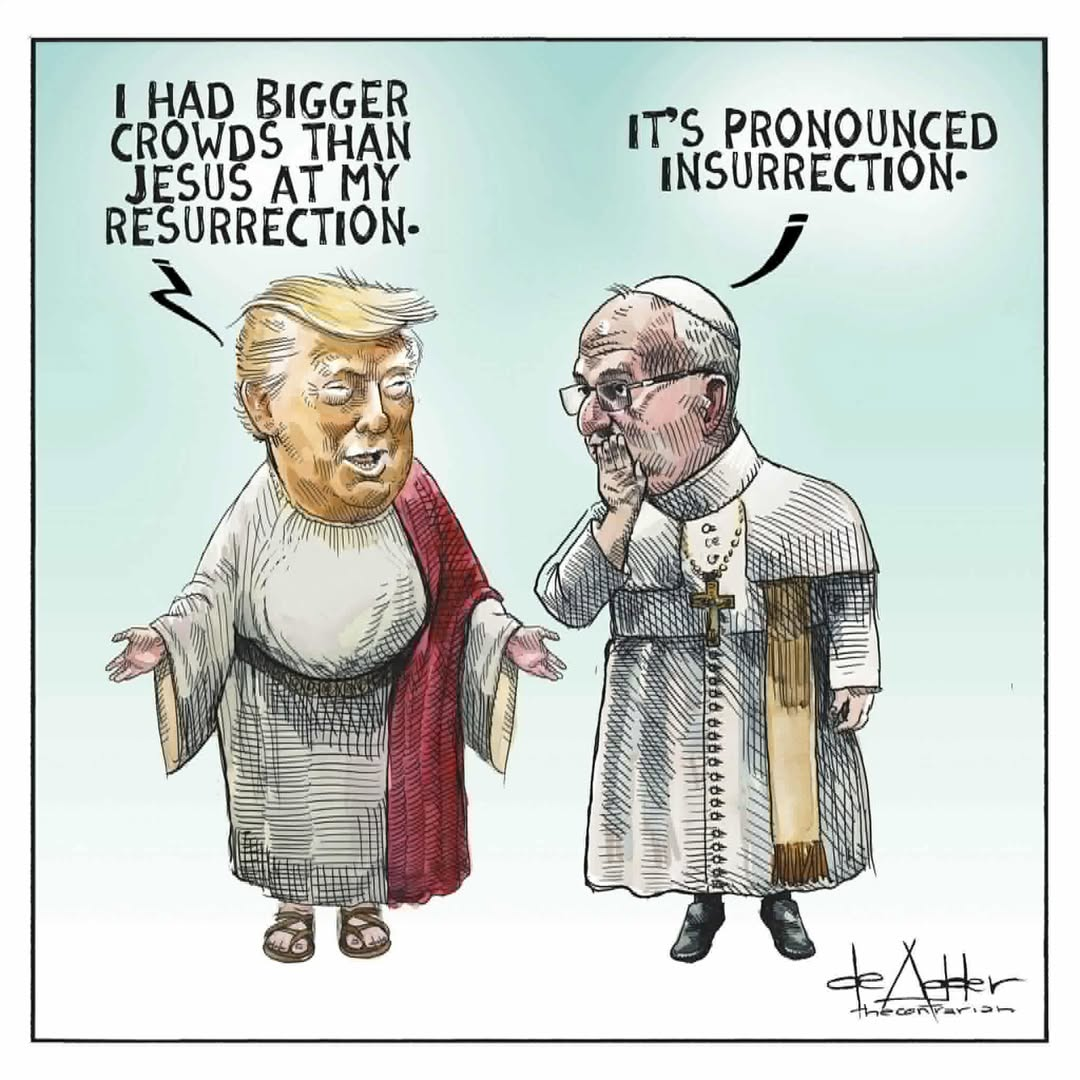 Political Cartoon Shows Trump Dressed as Jesus Bragging About Crowd Sizes