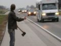 Hitchhiker with an axe