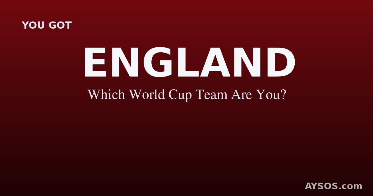 England — Which World Cup Team Are You?